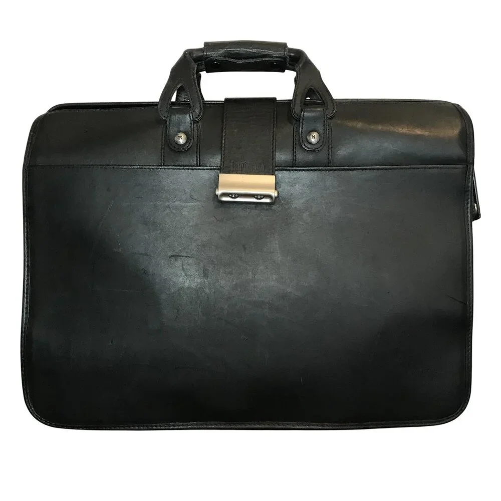Hartmann Mens Briefcase Classic Black Leather Executive Document Bag 18
